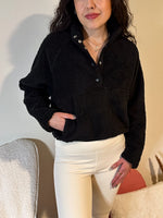 Black Fuzzy Sherpa Pullover