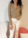 Taupe Cropped Button Up Top