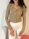 Taupe Cropped Button Up Top
