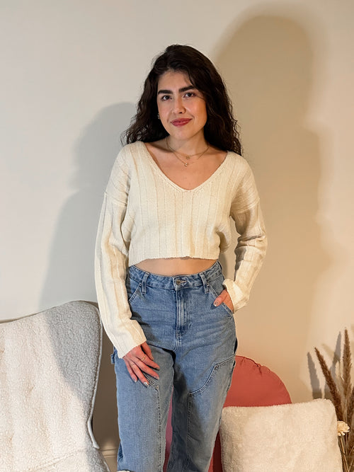 Cream Cropped Sweater