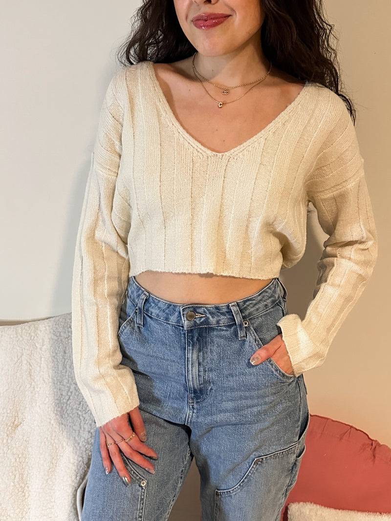 Cream Cropped Sweater