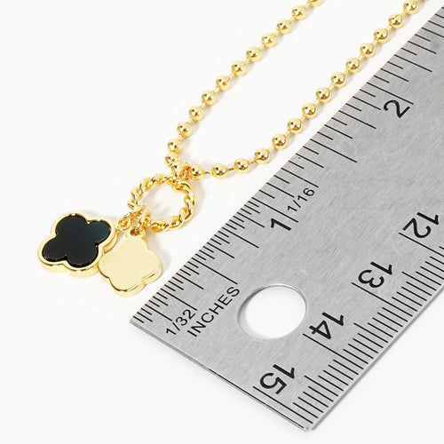 Double Charm Quatrefoil Green Pendant Necklace