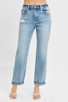 High Rise Ankle Boyfriend Distressed Jeans