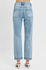 High Rise Ankle Boyfriend Distressed Jeans