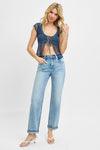 High Rise Ankle Boyfriend Distressed Jeans