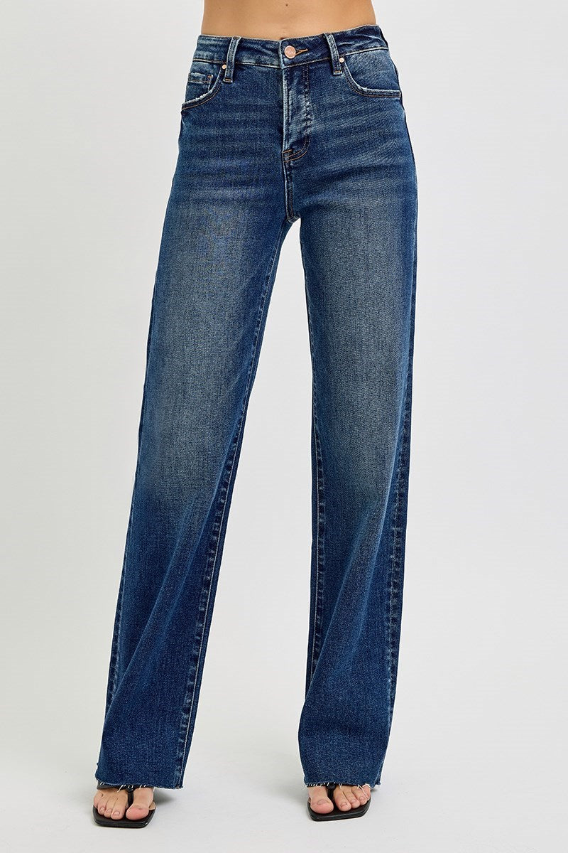 Raw Hem Straight High Rise Jeans