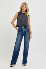 Raw Hem Straight High Rise Jeans