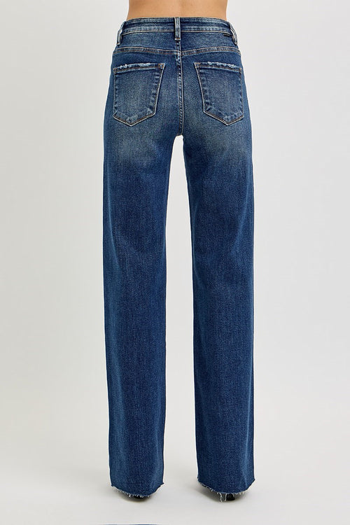 Raw Hem Straight High Rise Jeans