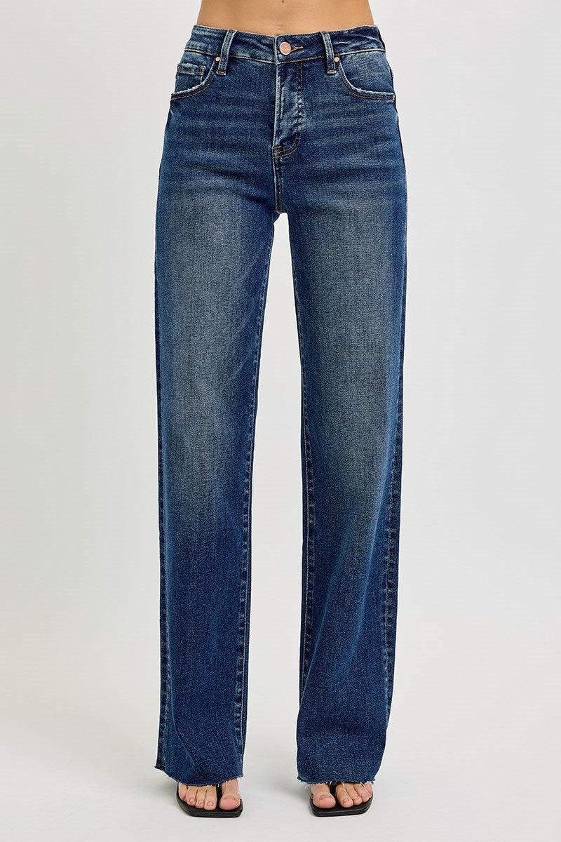 Raw Hem Straight High Rise Jeans