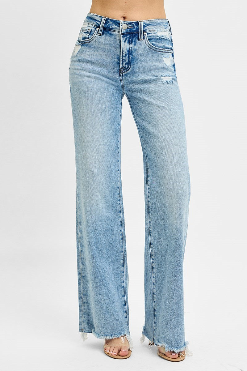 Mid Rise Wide Leg Jeans