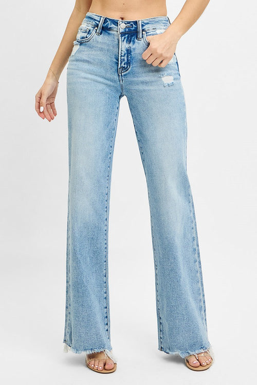 Mid Rise Wide Leg Jeans
