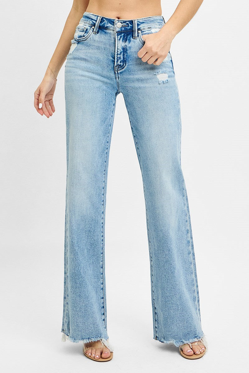 Mid Rise Wide Leg Jeans