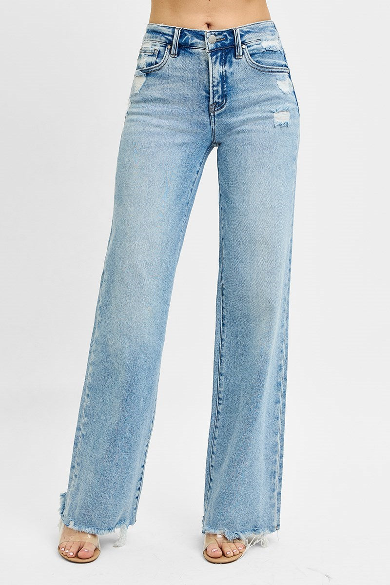 Mid Rise Wide Leg Jeans