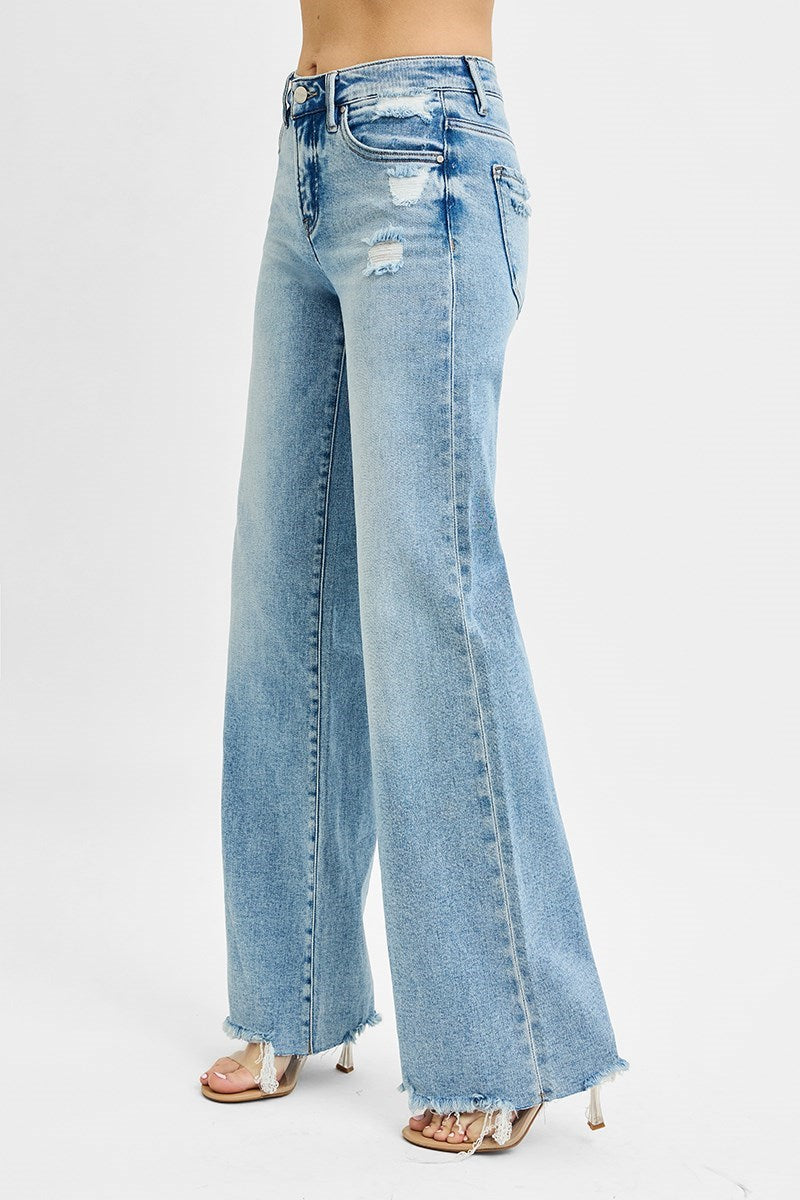 Mid Rise Wide Leg Jeans