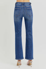 High Rise Ankle Straight Jeans w/ Adjustable Waist Band
