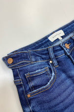 High Rise Ankle Straight Jeans w/ Adjustable Waist Band