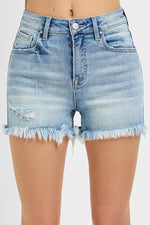 Light Frayed Denim Shorts