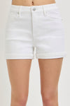 White High Rise White Shorts