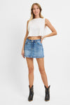 High Rise Jean Skort