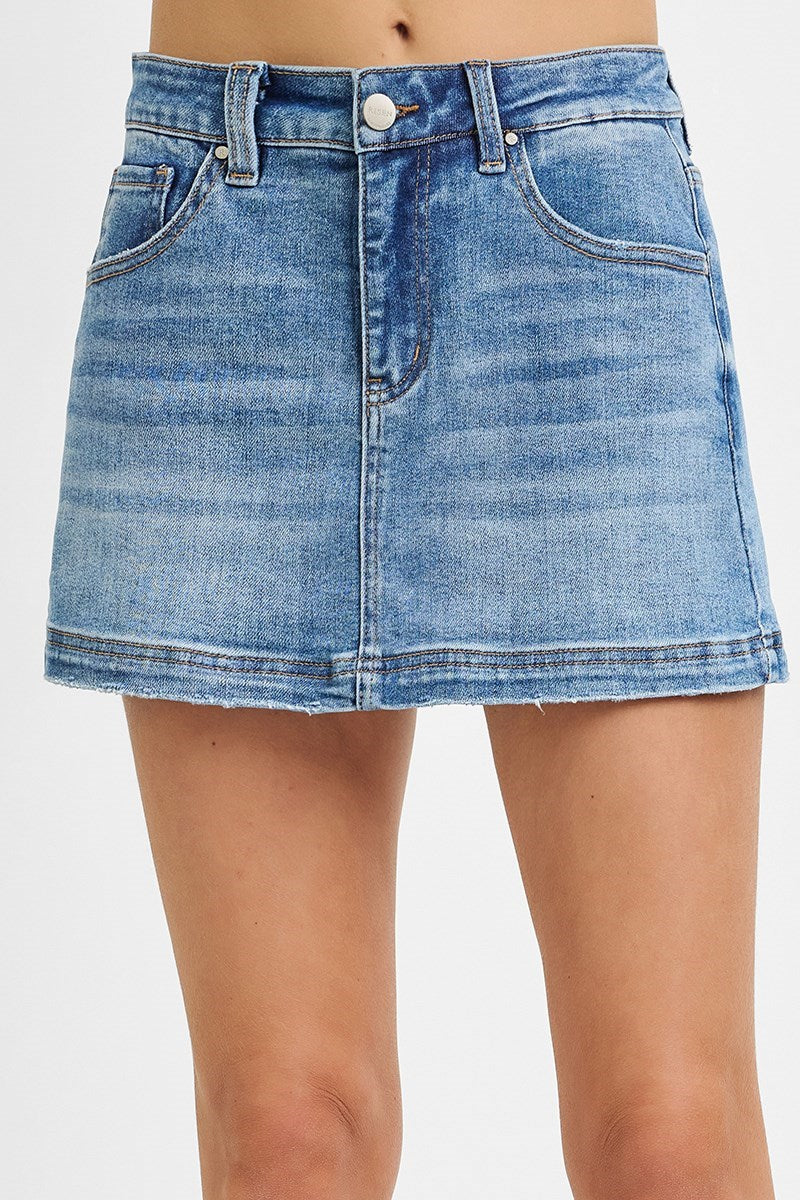 High Rise Jean Skort