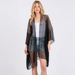 Black Sequin Embellished Mesh Cover Up Poncho
