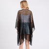Black Sequin Embellished Mesh Cover Up Poncho