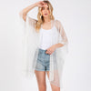 White Sequin Embellished Mesh Cover Up Poncho
