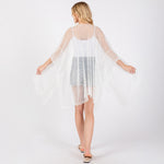 White Sequin Embellished Mesh Cover Up Poncho