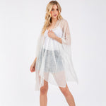 White Sequin Embellished Mesh Cover Up Poncho