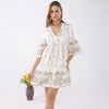 Boho Flower Embroidered Tunic Dress / Beach Cover Up / Casual Summer Dress