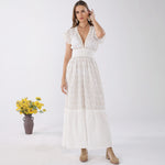 Ivory Boho Embroidered Maxi Dress
