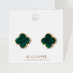 Quatrefoil Green Stud Earrings