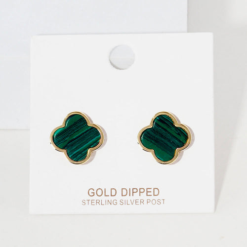 Quatrefoil Green Stud Earrings