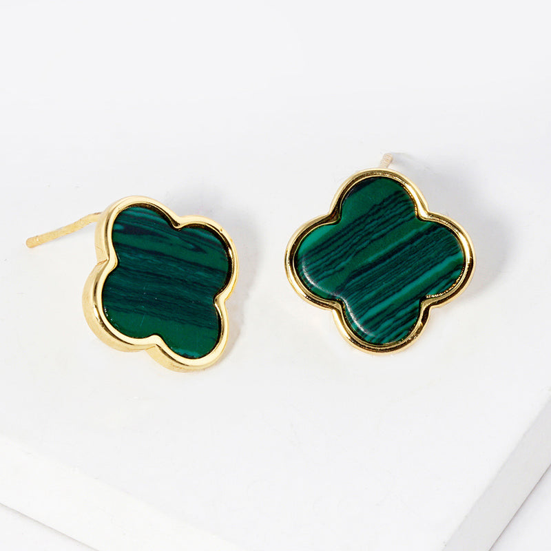 Quatrefoil Green Stud Earrings