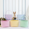 Pastel Easter Striped Gingham Fabric Tote Basket