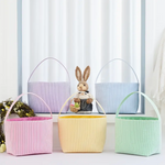 Pastel Easter Striped Gingham Fabric Tote Basket