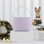 Pastel Easter Striped Gingham Fabric Tote Basket