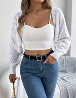 White Knit Santorini Cropped Shrug