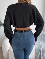 Black Knit Santorini Cropped Shrug