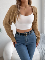 Khaki Knit Santorini Cropped Shrug