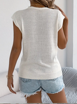 Beige Button Up V-Neck Loose Top