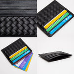 Green Faux Leather Basket Weave Card Holder Wallet