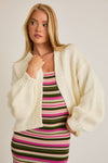 Cream Boxy Open Cardigan