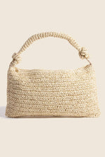 Ivory Braided Handle Rectangular Straw Hand Bag
