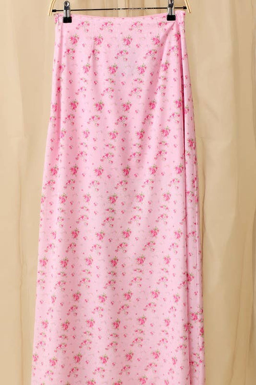 Pink Floral Printed Midi Skirt