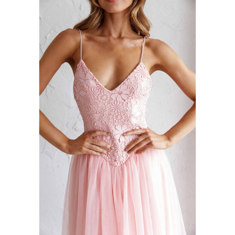 In My Dreams Pink Chiffon Midi Dress