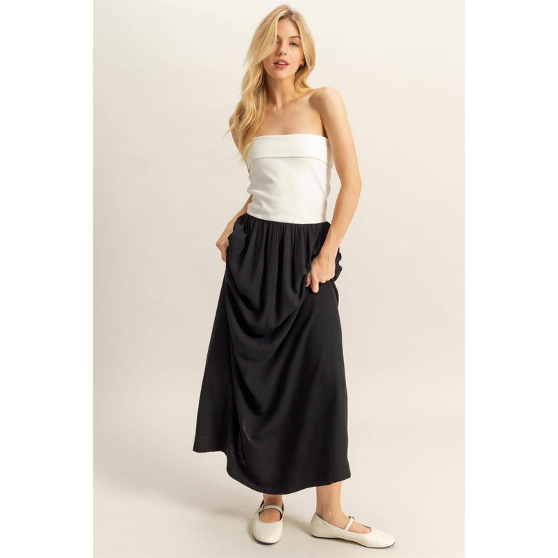 Two-Tone Tube Top Maxi Dresss
