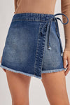 Denim Front Tie Mini Skort