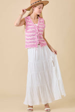 Low Waist White Midi Skirt w/ Slit & Ties