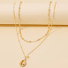 Pearl And Puka Shell Pendant Layered Chain Necklace
